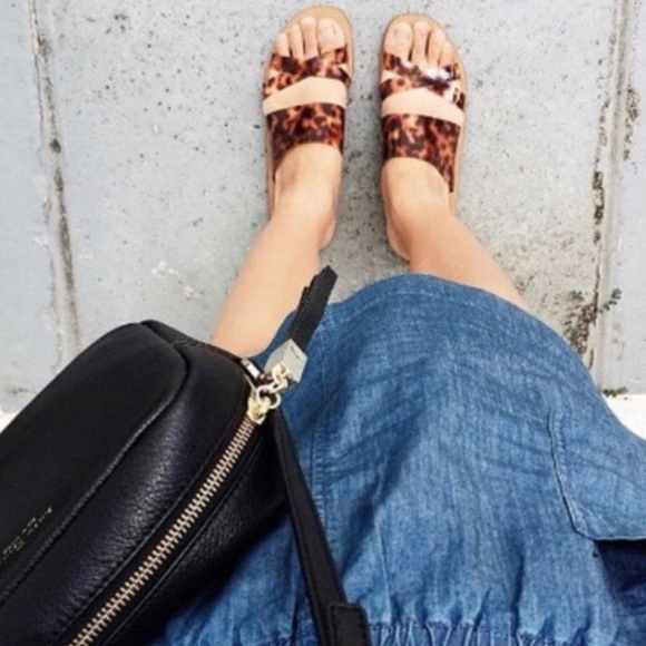 J. Crew Bali Tortoise Translucent Slide Slipe On Sandals Size 8 Made in Italy - Picture 11 of 11